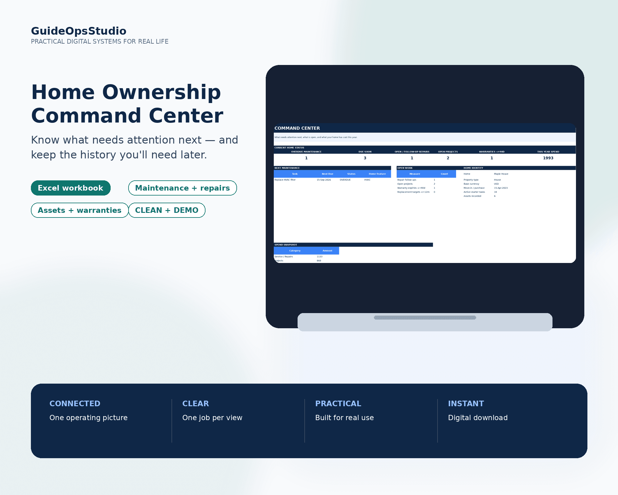 Home Ownership and Maintenance Command Center workbook preview
